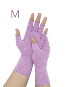 1 Pair Unisex High-Quality Compression Gloves, Suitable For Daily Use, Typing, Work, Fitness And Exercise - Fingerless Sports Gloves With Thumb Hole - Half-Finger Support Gloves - Open Finger Design - UV Protection Manicure Gloves