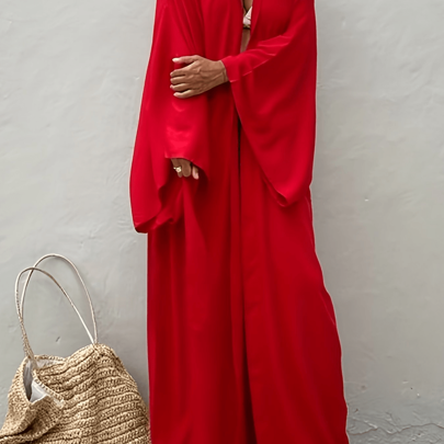 Local Delivery- Women's Lightweight Beach Kimono Cardigan - Robe-Like Swim Cover Up With Tie Waist, Non-Transparent Wrap For Poolside, Vacation & Everyday - Elegant Swimwear Layering Piece In Red (All-Season), Poolside Accessory, Flowing Silhouette, Vneck Design, Fitted Waist Belt, Durable Tie Closure