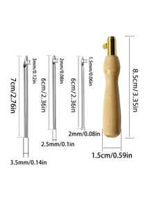 Wooden Handle Embroidery Needle Set, Punching Needle Set, DIY Craft Needle Kit, Sewing, Punch Needle 3 Sizes Available For Easy Creation Of Beautiful Patterns