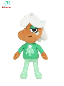 Molutian Muñeco de peluche de personaje azul con temática de juego Bobette, con lazo rosa, bufanda a rayas rojas y blancas, y zapatos blancos, perfecto para decoraciones de fiestas en el hogar y regalos de juegos, accesorio de decoración de fiestas | Diseño de personaje juguetón | Material de peluche suave, Juguetes de peluche