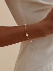 1pc Minimalist Pearl Elegant & Versatile Bracelet For Women (Random Pearl Quantity)