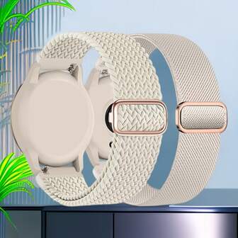 2 förpackningar 18 mm flätade klockremmar i stretchigt nylon som är kompatibla med Garmin Venu 3S/2S, för Garmin Forerunner 255S/265S band, Vivoactive 4s/Vivomove 3s/Move3S klockband, för HW Watch GT4 GT5 41mm/GT5 Pro 42mm-band, 62mm/42mm GEN Sport Watch Band, Quick Release Loop Elastisk rem för kvinnor män