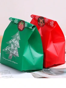 10 Pcs Christmas Packaging Bags - Reusable Christmas Gift Bags For Candy, Chocolate, Biscuit, And Food Storage - Perfect For Christmas Decorations, Party Supplies, And Accessories(Sticker Not Included) - Multicolor - View 2