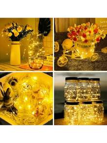 1串10/20/30/50/100颗LED灯珠，长度可选1米/2米/3米/5米/10米，电池盒供电，适用于日常装饰、花卉装饰、婚礼、节日、派对场景、圣诞装饰、家居圣诞礼物、圣诞装饰品