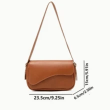 Stylish Women's Baguette Shoulder Bag With Front Detail - Mocha Brown - View 3