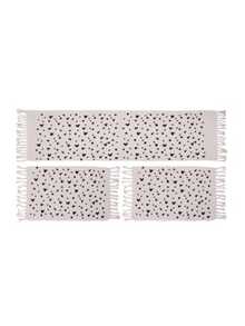 Large Kitchen Rug 3 Pieces Geometric Fringe Runner Kit 100% Raw Cotton Printed Thick Plush Kitchen Set Love Family Faith - Geometric Heart Runner - View 5