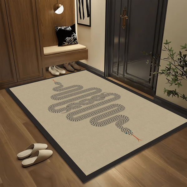 1pc Crystal Velvet Snake Shaped Carpet, Suitable For Living Room, Bedroom, Dining Room, Study, Foyer Decoration, Unique And Fashionable Home Decor, Machine Washable, Multiple Sizes Available, Housewarming Gift
