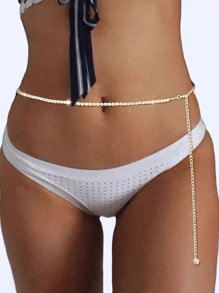1pc Rhinestone Waist Chain Gold Crystal Waist Chain Belly Chain Sexy Bikini Body Chain Long Silver Rhinestone Waist Chain Belt Summer Beach Body Chain Carnival Party Dance Body Accessories Jewelry For Women Girls