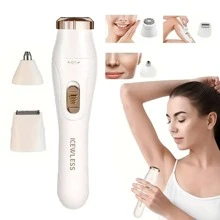 Set eléctrico multifuncional 3 en 1 para el cuidado de la belleza de la mujer: afeitadoras, afeitadoras de axilas, recortadoras de vello nasal eléctrico, removedores de cabello intercambiables de múltiples cabezales, recortadoras de barba para hombres, afeitadoras para partes íntimas portátiles, para uso en todo el Body, regalo para vacaciones