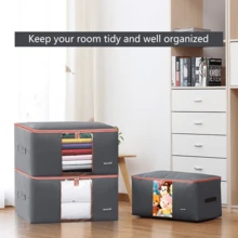 防水衣物收纳袋、牛津布折叠收纳盒、衣柜整理器和加固处理、坚固的面料、透明窗口毛衣、外套、 T 恤、毛毯。 - 灰色 - 查看 8