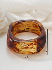 Set de 3 brazaletes acrílicos de estilo boho con patrón de mármol de caramelo, de forma asimétrica cuadrada, semi-transparentes, elegantes y de moda, grandes para regalos, uso casual, vacaciones y citas diarias