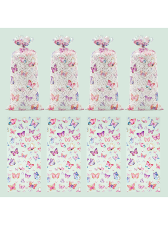 50 Pcs Colorful Butterfly Gift Bags, Plastic Gift Bags, Suitable For Weddings, Birthday Party Supplies, Party Supplies Decoration, Festival Party Decoration, Wedding Gift Bags, Gift Distribution Packaging Bags, Gift Packaging Supplies, Cheap Things