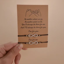 Pulseiras vintage número 8 para casal, 2 peças, pulseira ajustável de amizade com corda, amor infinito, conjunto de pulseiras tricotadas à mão