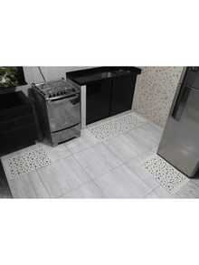 Large Kitchen Rug 3 Pieces Geometric Fringe Runner Kit 100% Raw Cotton Printed Thick Plush Kitchen Set Love Family Faith - Geometric Heart Runner - View 2