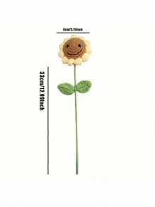 5PCS Handmade Crochet Sunflower, Eternal Artificial Woven Sunflower Flowers, Knitted Simutation SunFlowers, Preserved Flower, Best Gift For Birthdays, Weddings, Graduations, Father's Day & ,Teacher's Day. Suitable For Home Decor In Restaurant, Living Room, Bedroom,Holiday Gift & Party Decoration.