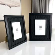 Kit Of 2 10x15 Photo Frames Braided MDF And Brown And Black Glass Mat - 黑色 - 查看 1