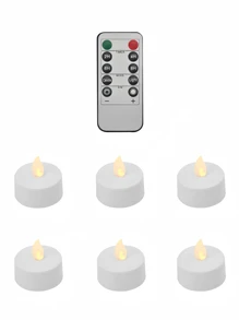 6/12/24 Pcs Set Flameless LED Tea Lights, Battery Powered 100 Hrs With Remote Control Timer, Realistic 3D Wick Votive Candles For Dating, Wedding, Party, Holiday, Home Decor - Plastic, Smokeless, Battery-Powered, Flameless Lights With On/Off Switch (Warm White)