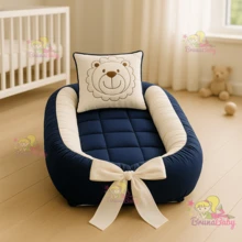 Crib Reducer Nest With Pillow For Boys And Girls – Adjustable And Safe - 藏蓝色 - 查看 1