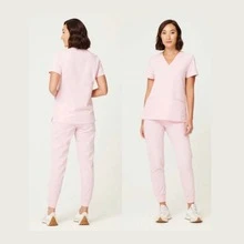 Pijama Cirúrgico Feminino Conjunto Hospitalar Scrub Privativo Uniforme Confortável - Azul bebê - Visão 3