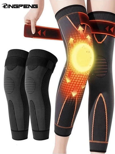 1 قطعة دعامة الركبة الطويلة، وسادة الركبة الرياضية دافئة ومقاومة للرياح، دعامة الركبة لممارسة اللياقة البدنية والتمارين الرياضية