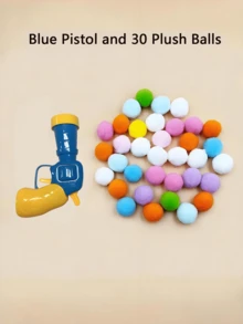 猫玩具枪，互动式无聊缓解毛绒球发射枪，静音聚酯纤维高弹性毛绒球玩具，逗猫棒，互动式发射训练猫玩具套装，包含发射器和 30/50 个马勃球，适合室内猫，这是一款运动型猫玩具，可增进主人与猫之间的爱与信任，颜色随机