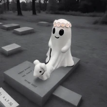 1 pieza Estatua de perro fantasma caminando, decoración del hogar creativa, accesorio para fiesta de Halloween o casa encantada