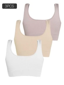 3 件套加大码女式可拆卸加垫运动文胸吊带背心，适合日常和体育活动