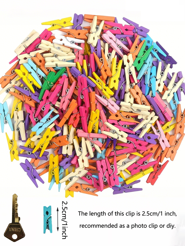 100pcs/50pcs Colorful Wooden Mini Clothespins, Reusable, DIY Craft Decorative Clips, Photo Clips, Sock Clips, Home Organization Wooden Clips For Arts And Crafts (1inch, 2.5cm)