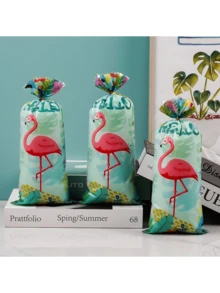 50 Bolsas de regalo con diseño de flamenco, bolsas de regalo de plástico con diseño de estilo de tema hawaiano de animales de dibujos animados, adecuadas para bodas, fiestas de cumpleaños, bolsas de regalo de boda, suministros de empaquetado de regalos, artículos baratos, se pueden usar para almacenar pequeños regalos y otros artículos sorpresa