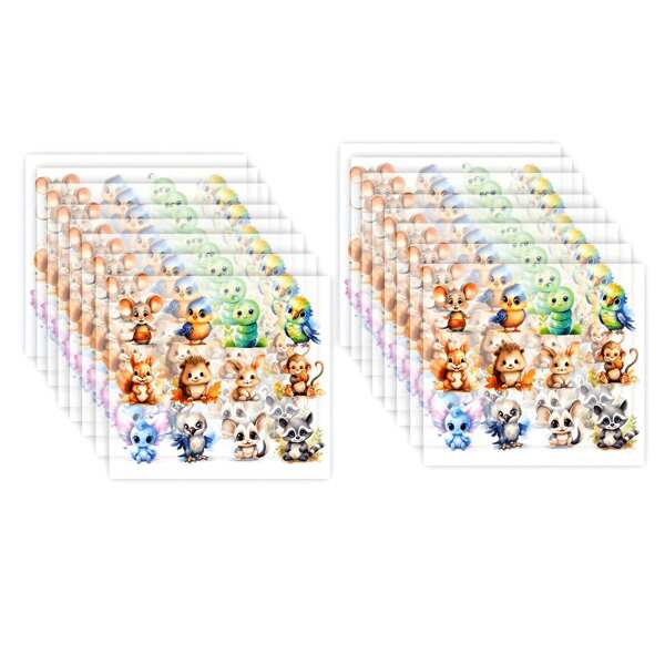 192 piezas Lindos adhesivos de vinilo con estampado de animales transferibles por calor, pegatinas de vinilo duraderas y lavables para ropa, gorras, telas, juguetes - Diseños adorables de animales multicolor