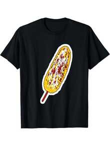 Elote Mexicano Camisa de T 100% algodón con estampado digital Dise?o de Elote Asado Camisa de Hombre Casual para Tiempo Libre Estilo único 1 unidad de 220 gramos - Negro - Ver 1