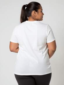 Women's Plus Size Basic Cotton T-Shirt Tumblr Style Large Size Sea Market Print - Blanco - Ver 2