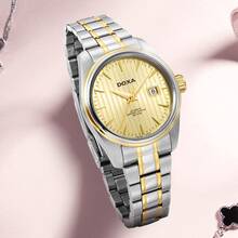 Ceas mecanic de damă DOXA - Cadran galben, carcasă din oțel inoxidabil și placată cu aur (Model D123TCM) - Ceas automat Business Elegance - Aur - Vizualizare 5