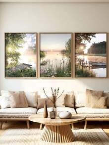 Bộ 3 tranh phong cảnh nông thôn hiện đại trên vải canvas - Tranh ba tấm hình học không khung tinh tế, ảnh chụp thiên nhiên - Thích hợp trang trí nhà cửa, văn phòng, phòng khách và phòng ngủ, lý tưởng cho trang trí theo mùa và làm quà tặng độc đáo. - Nhiều màu - Xem 4