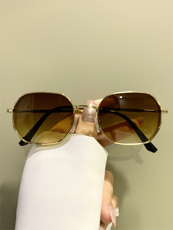 Fashion Polygonal Glasses, Metal Frames, Women Men, Decorative Eyeglasses