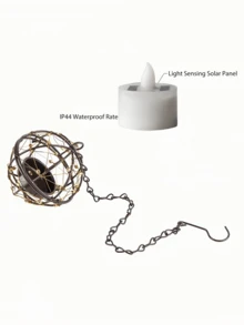 1/2pcs Outdoor Waterproof Hanging Solar Lantern, Solar Powered Flickering Tea Light Candle Holder, Rechargeable Hanging Lamp For Backyard, Garden, Fence - Warm White Light - View 6