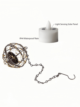 1/2pcs Outdoor Waterproof Hanging Solar Lantern, Solar Powered Flickering Tea Light Candle Holder, Rechargeable Hanging Lamp For Backyard, Garden, Fence