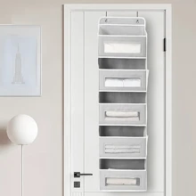 Over The Door Hanging Organizer With 5 Layer 10 Pockets, Fabric Unfinished Wardrobe & Bathroom Storage Solution For Adults & Teens, Versatile Doorway Hanging Shelf System For Home Organization
