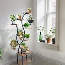 1pc Metal Plant Stand, 10 Tier 63 Inch Multifunctional Plant Stand, Irregularly Curved Planter Display Stand For Home, Patio, Deck Decoration, Suitable For A Wide Range Of Indoor Plants, Multifunctional Plant Stand - Multicolor - View 7