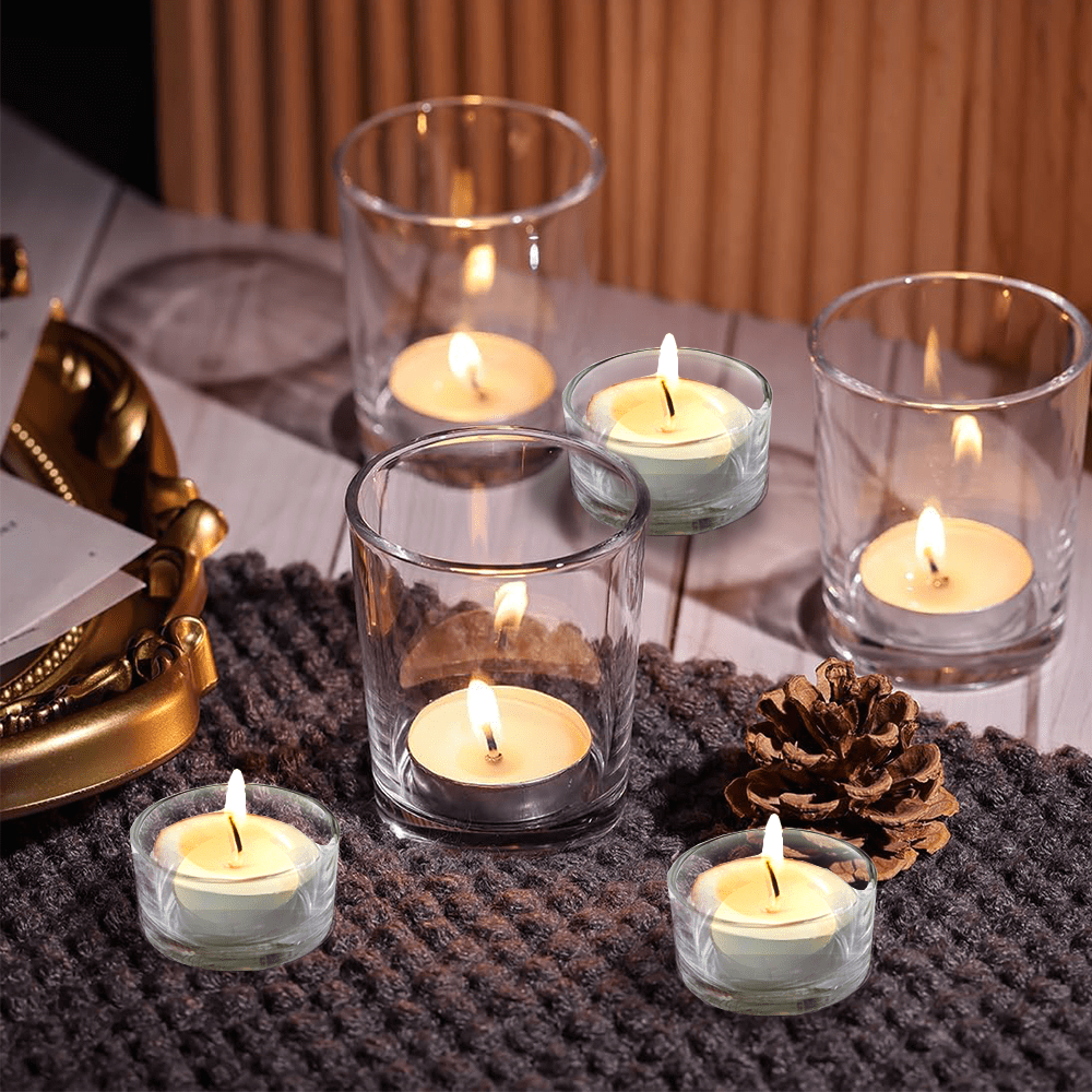 Clear Mercury Glass Tea Light Holders Set Of 10 - Elegant Votive Candle Holders For Weddings, Showers And Home Decor - Perfect For Table Centerpieces And Parties (Glass, Clear)