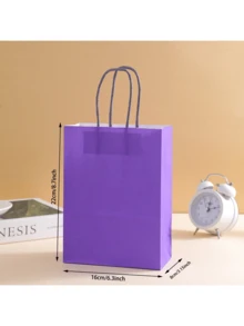 10个中号16x22x8cm紫色牛皮纸袋，可重复使用生日礼品袋、袋子、派对礼品袋、婚礼袋、朋友礼品袋 - 紫色 - 查看 3