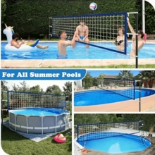 Red de voleibol extra grande de PE duradera y resistente, 180x36 pulgadas, para actividades al aire libre, juegos en el patio y la playa, fiestas en la piscina, entretenimiento en deportes de arena y agua, accesorios de voleibol, incluye bolsa de almacenamiento, marco no incluido - Multicolor - Ver 4