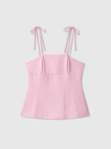 Women's Solid Color Fashion Bow Decor Camisole Top