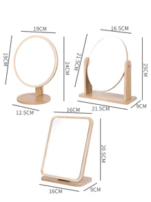 Espelho de maquiagem minimalista de madeira, espelho de penteadeira dobrável, tamanho grande, vintage e espelho de mesa para estudantes, 1 peça