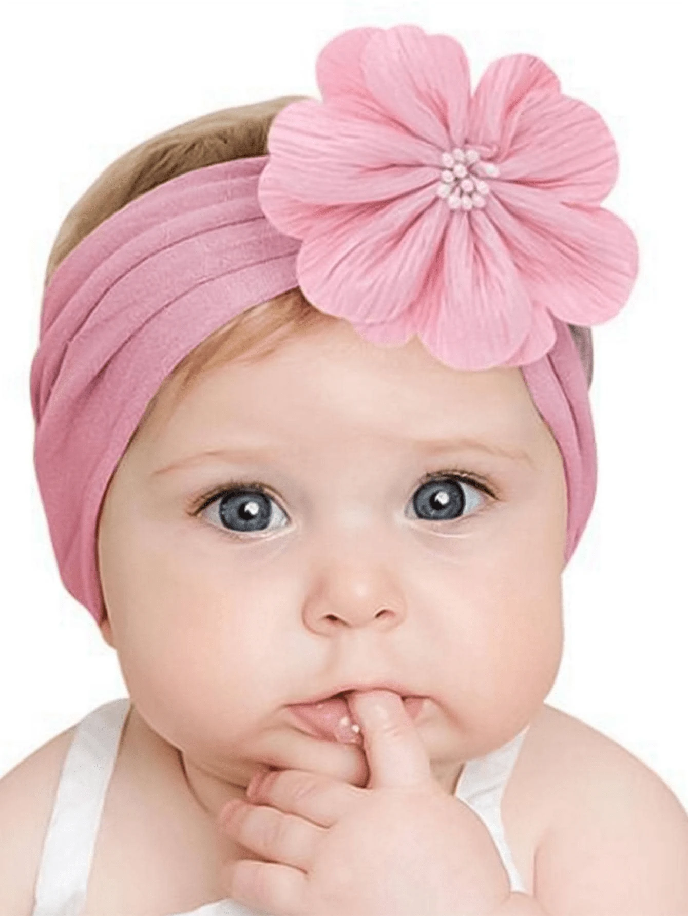 A1粉色单只大花头带，可爱宝宝无缝宽带尼龙花头饰