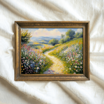 1幅复古莫奈风格花园帆布墙画，风景海报，是万圣节、单身派对和周年纪念的理想之选，复古风格，可选择带框或不带框，适用于房间装饰、家居装饰、大学宿舍公寓装饰，也是酒店、家庭、客厅、卧室、浴室和办公室墙面装饰的礼品。