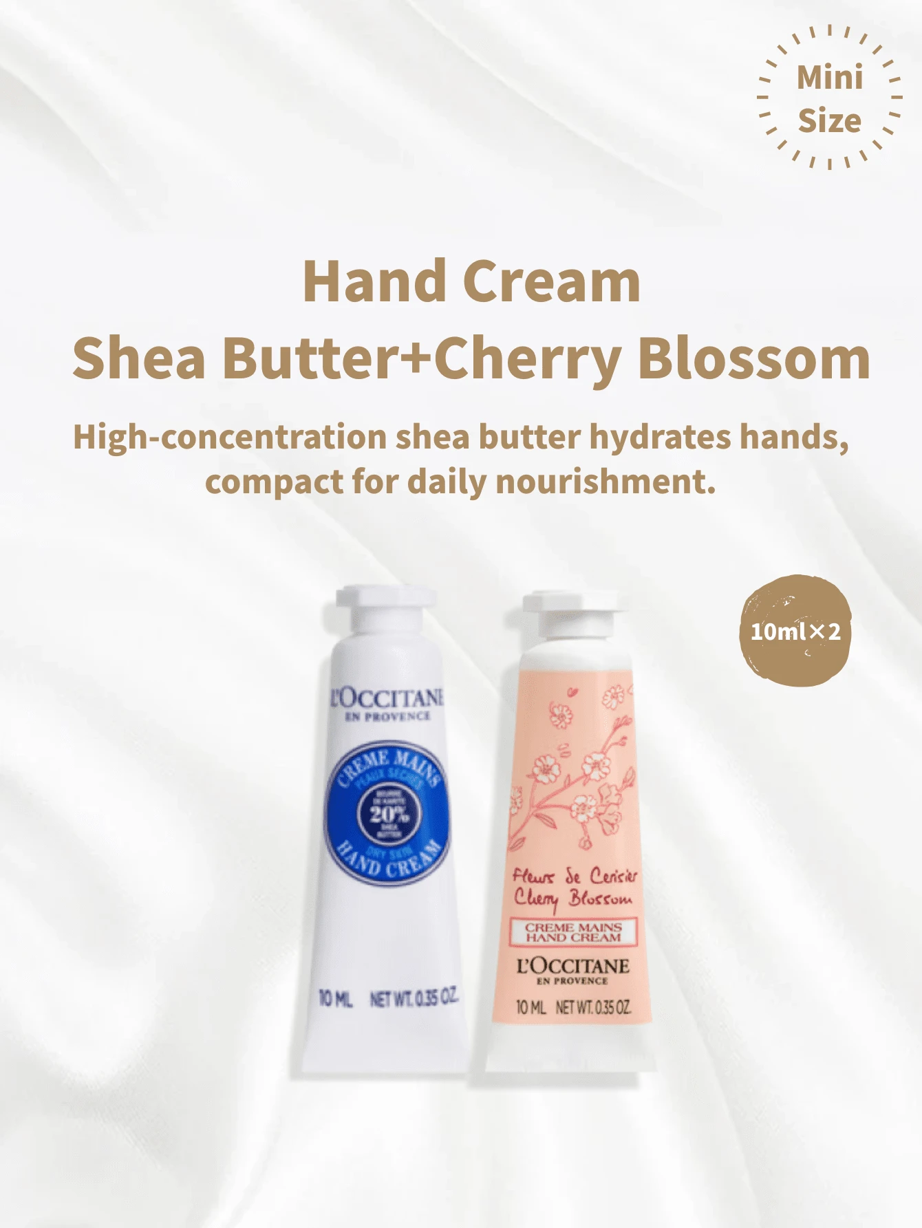L'Occitane Occitane Cherry Blossom & Shea Butter Hand Cream Duo Set, 10ml (Mini) [10ml Cherry Blossom + 10ml Shea Butter]