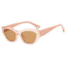 New Irregular Cat Eye Sunglasses Women Men Luxury Brand Designer Retro Small Frame Cateye Sun Glasses Fashion Vintage Eyewear - Clear Pink Tea_PURPLE - View 1