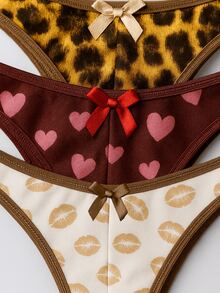 Kit 5 Women's Printed Panties Mid-Rise Microfiber With Cotton Lining Comfortable Everyday - Nhiều màu - Xem 6