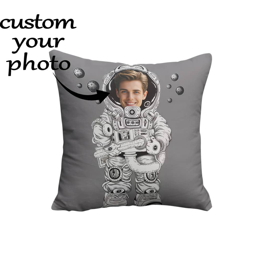 1 federa per cuscino personalizzata con foto di astronauta - rivestimento morbido stampato adatto per la Festa della Mamma, la Festa del Papà, il Ringraziamento e la Festa dell'Insegnante - federa personalizzata stampata su un lato con combinazione di foto unica